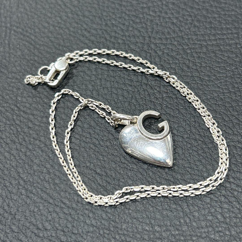 GUCCI Necklace Pendant Silver 925 Charlotte Heart Motif G Women SV925 - Picture 8 of 9