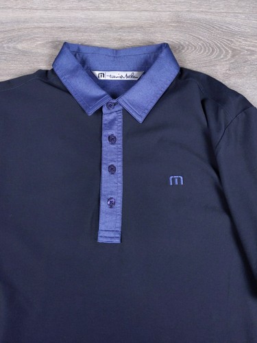 Travis Mathew Men's Size M Black Blue Short Golf Polo Shirt TPC Las Vegas⛳ - Foto 2 di 9