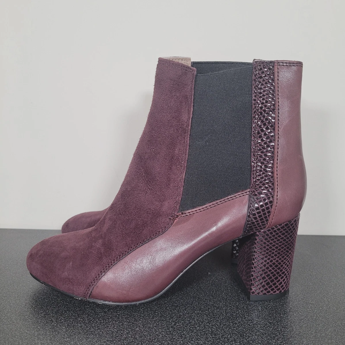 Burgundy croc ankle boots 2025