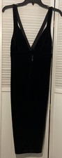 NWT Express Womens 4 Black Plunging Neckline Velvet Sleeveless Dress $79