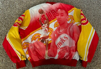 Vintage 90s Spud Webb Chalk Line Fanimation Jacket Size XL Atlanta Hawks USA