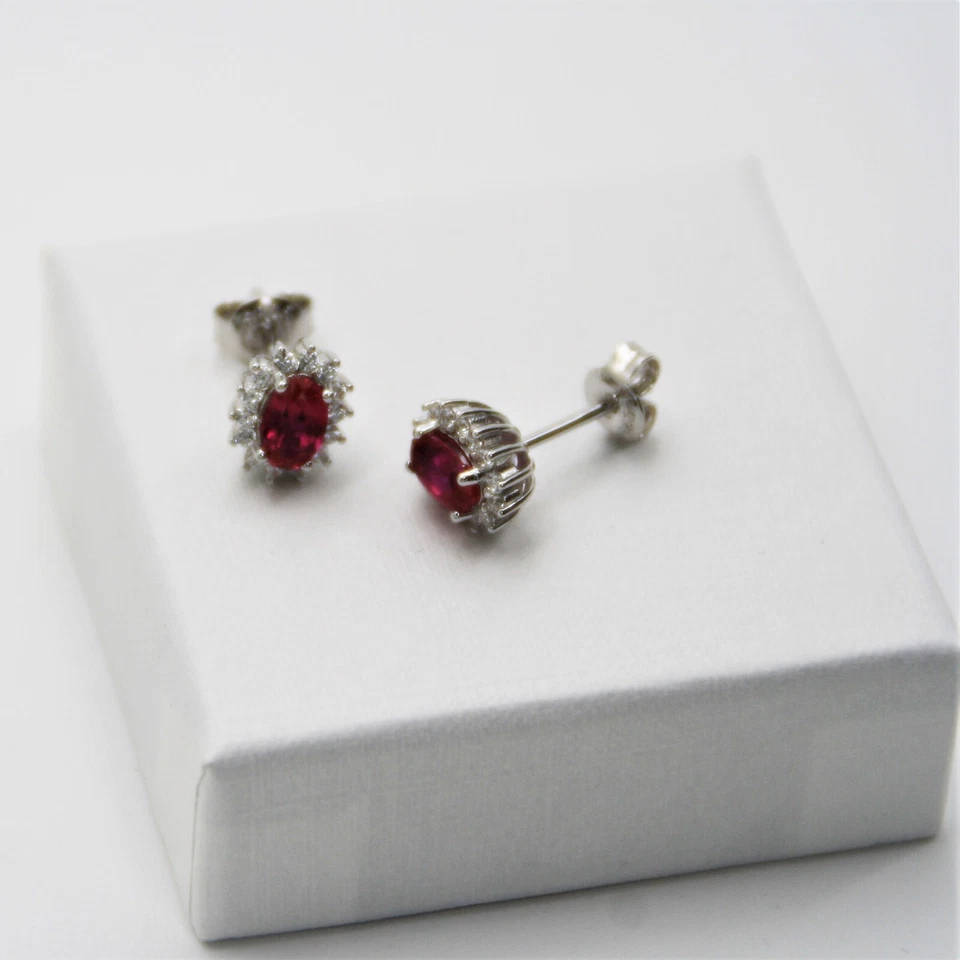 Rubin Ohrstecker Steine synthetisch hergestellt, Juli Geburtstag edler Geschenk - Bild 4 von 4