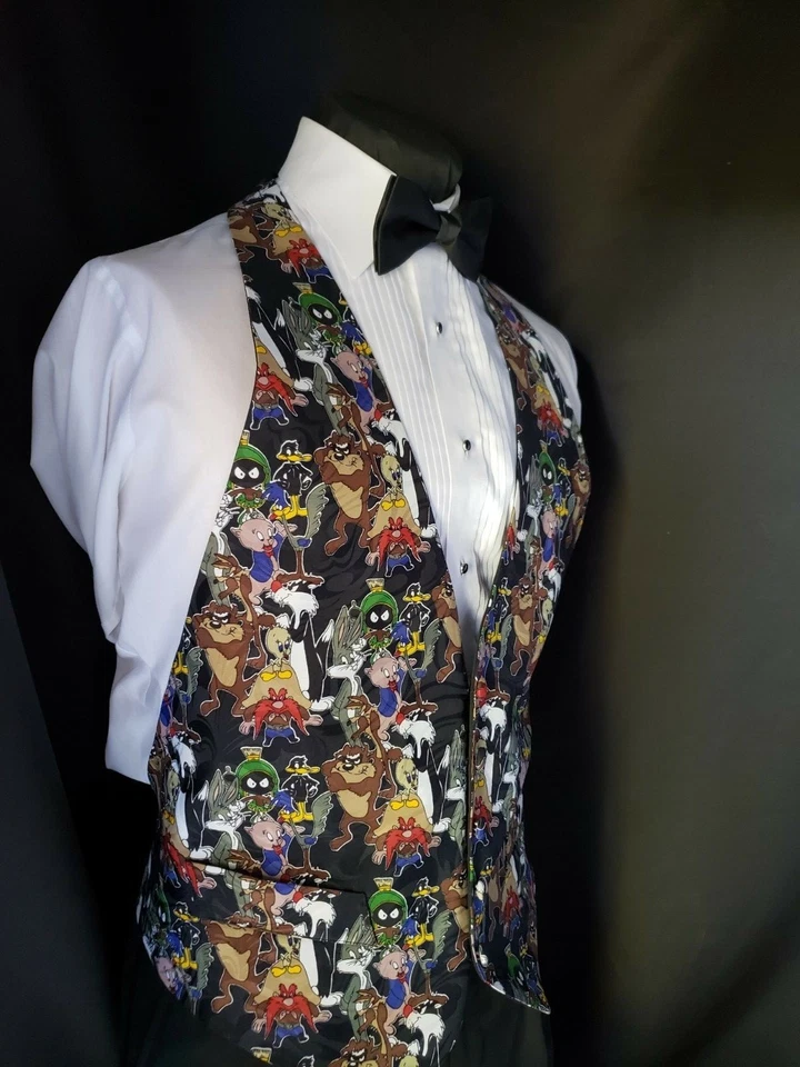 Yosemite Sam Road Runner Taz Bugs Daffy Sylvester Tweety Porky Tuxedo Vest Bow - Image 2 of 4