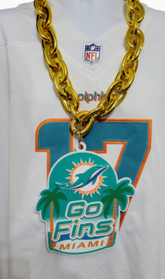 Miami Dolphins NFL Necklaces for sale | eBay Unk Miami Dolphins Style Silver Teal Orange Pendant Chain display picture 1