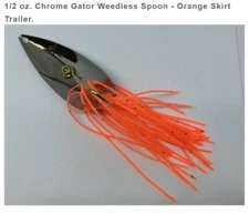1/2 oz. Black Finish Gator Lures Weedless Spoon - Orange Skirt Trailer.