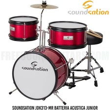 Soundsation JDK313-MR Batteria acustica ROSSA per BAMBINI + Sgabello e Bacchette