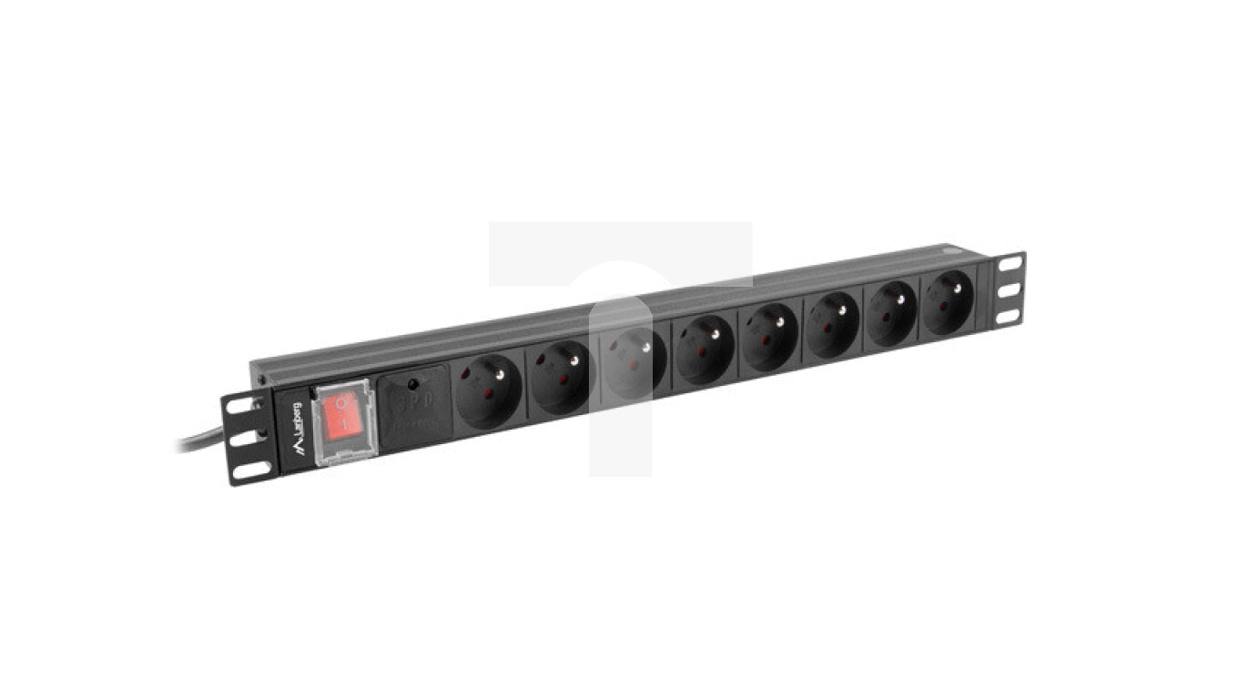 POWER STRIP RACK PDU 19 LANBERG 1U 16A 8X 230V PL 2M BLACK /T2UK