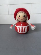 Vintage Swedish Folk Art Wood Santa Elf Tomte Gnome Christmas Figurine Handmade