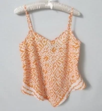 INC International Concepts orange geometric poly camisole blouse top *Sz 8*