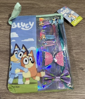 Bluey Girl s Hair accessories with Zipper Pouch Barrettes Bows And Hair Tinsel