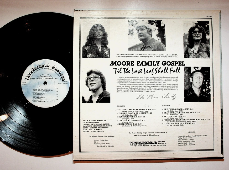 Moore Family Gospel 'Til The Last Leaf Shall Fall Christian Vinyl LP Record - Image 2 of 4