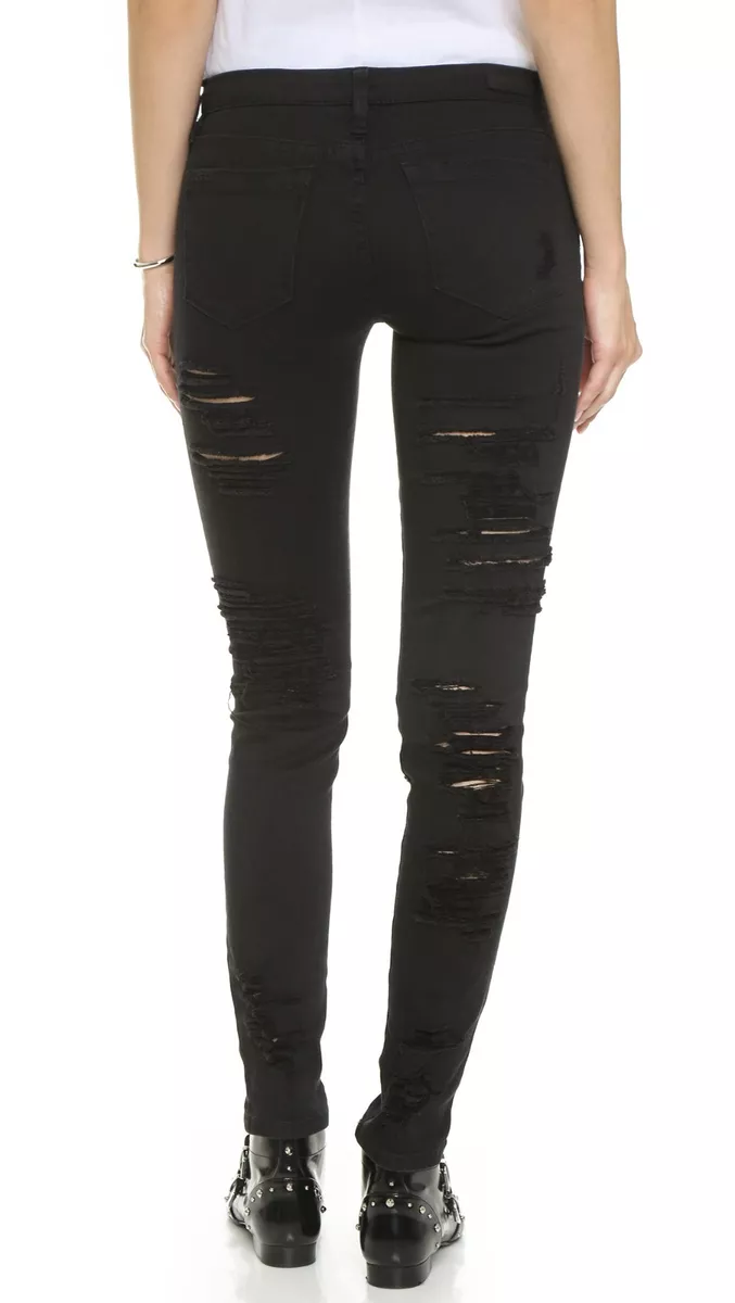 Blank Denim NYC Ripped Skinny Jeans Black Sz 28 Stretch Denim Sexy Fit NWT