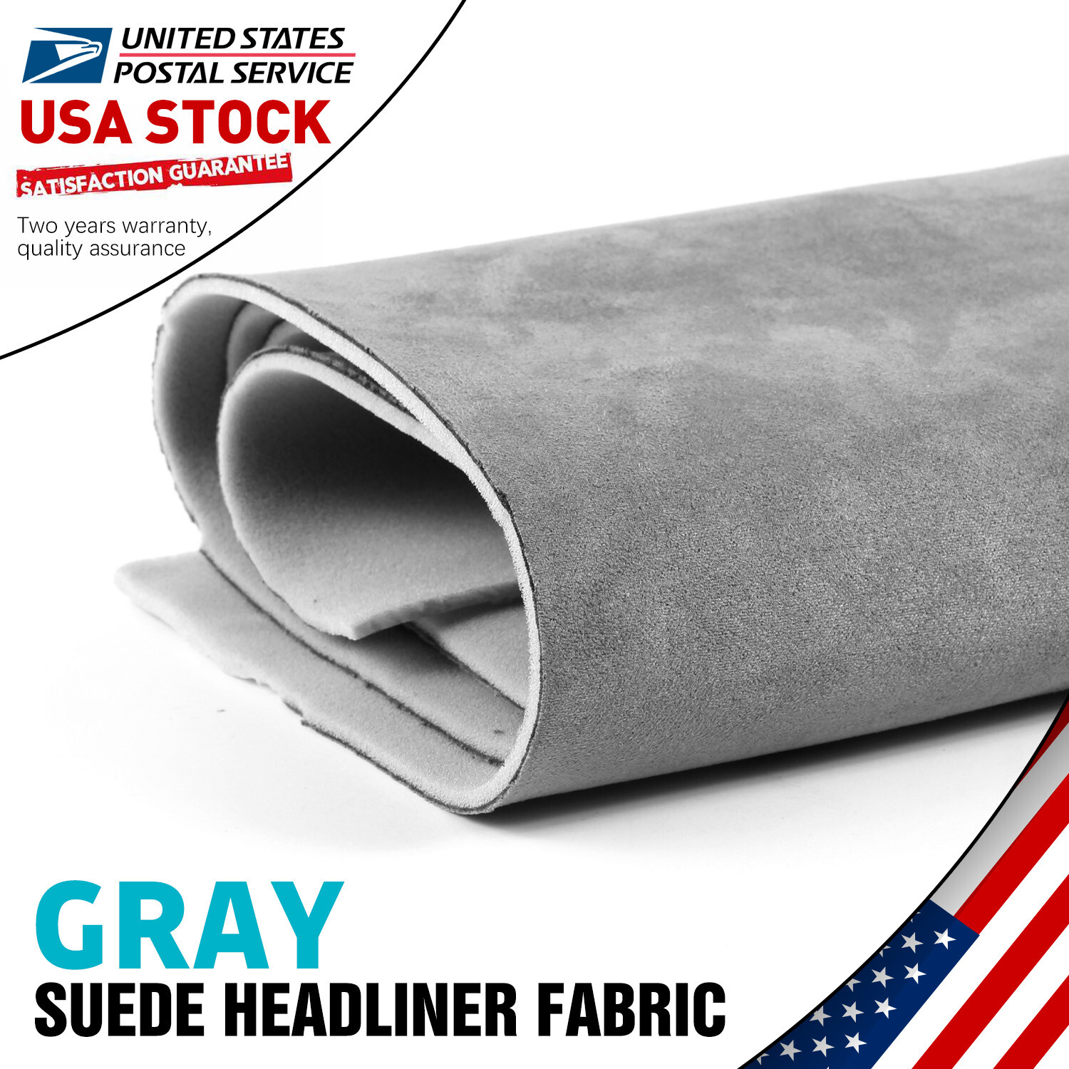 L-Gray Suede Fabric Car Carpet Trunk liner Marine Boat Roof Underfelt Upholstery