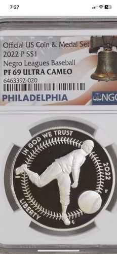 2022 P $1 Negro League Baseball FROM Coin & Medal Set NGC PF 69 UC Liberty Bell