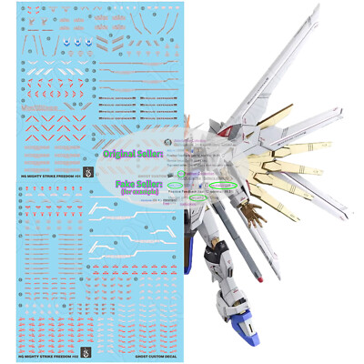 for HG 1/144 Mighty Strike Freedom 2PCs Water Slide UV Light-React Decal Sticker
