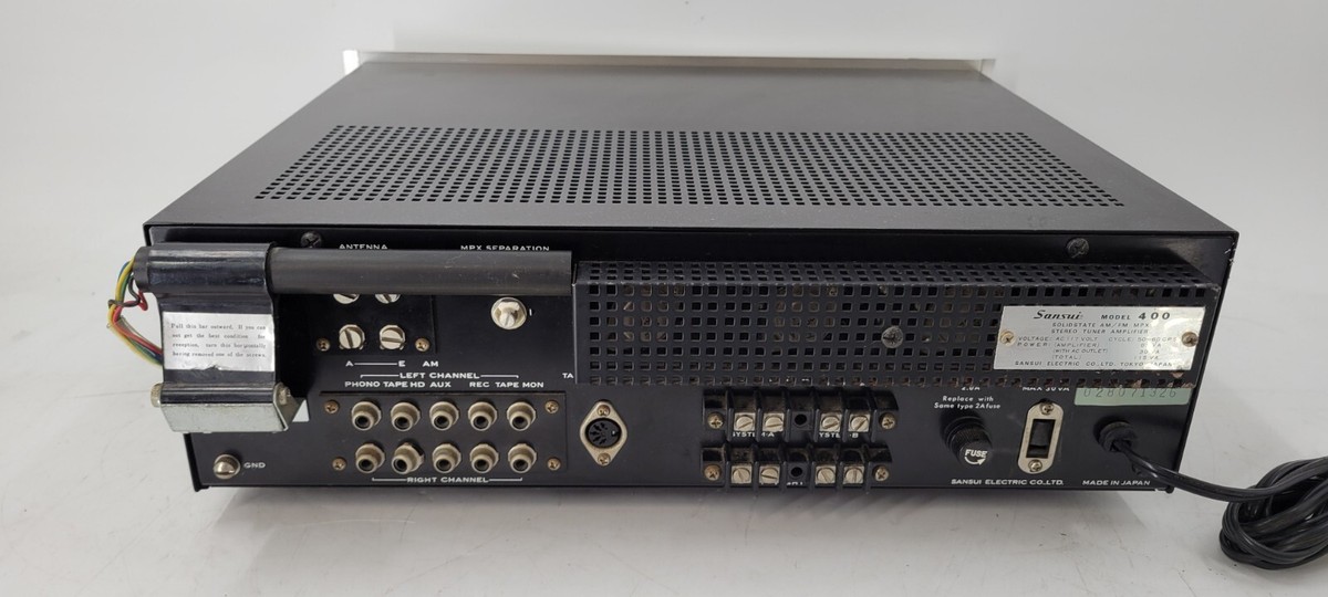 Sansui Model 400 AM FM Stereo Receiver Tuner Amplifier No Audio AS