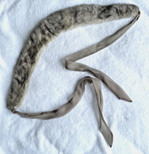 Vintage Real Mink Beige/Gray Collar w/Ribbon Tie