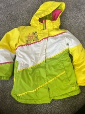 Obermeyer I Grow Jacket Girls 7 Ski, Snow Pink Green Yellow Hooded Insulated A7