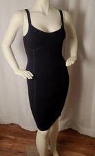 Express Women Black Dress Medium M Slimming Flattering Cocktail Midi Stretchy