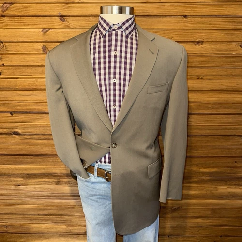 Blazer uomo Burberry cappotto sportivo giacca casual due bottoni 44L lana marrone oliva