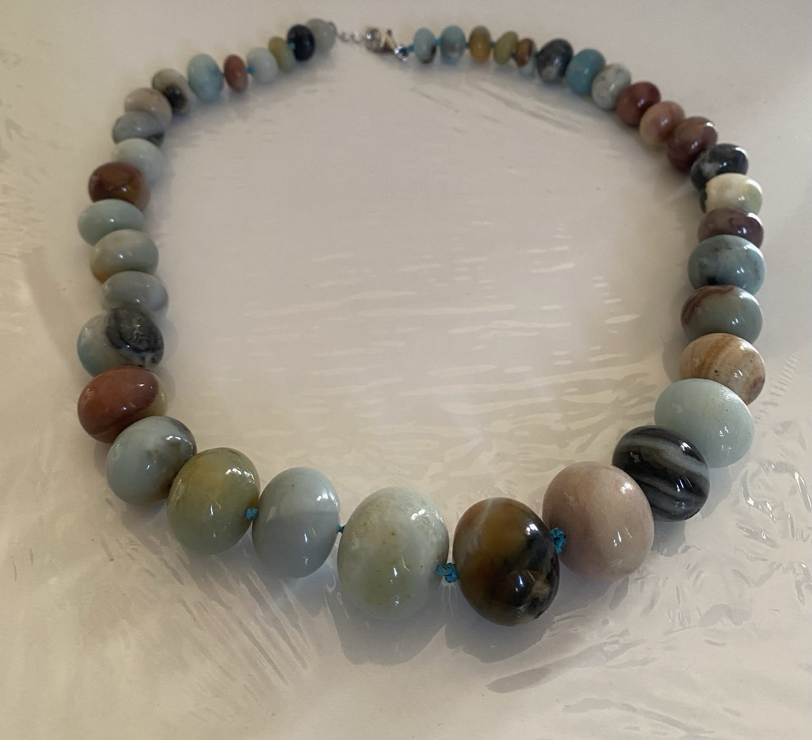 Beaded Amazonite Hand Knotted Statement Necklace … - image 3