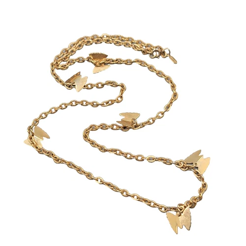 Vintage Sarah Cov Butterfly Station Chain Necklace 28" Estate Costume Jewelry