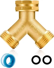 Garden Hose Splitter,2 Way Connector Heavy Duty Brass, Garden Faucet,Splitter fo