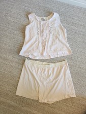 Aria Pajama Set Sleeveless Top Shorts Cotton L Large 2pc Floral Striped