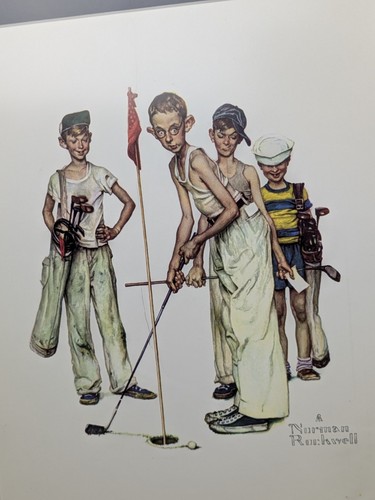 Vintage Norman Rockwell - “Missed!” Golf Art - Matted and Framed +"Oh Yeah!?" - Picture 5 of 10