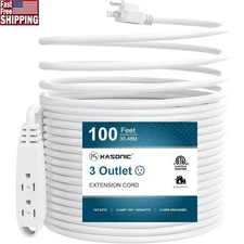 3 Outlet Heavy Duty Power Extension Cord Indoor Outdoor 10 Amp ETL UL Listed New