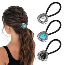 AOZUO 3PCS Western Style Ponytail Holders, Metal Hair 1 Count (Pack of 3), B 