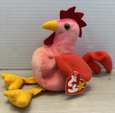 TY Beanie Baby - STRUT the Rooster 8 inch Stuffed Animal Toy W/Tags March 1996