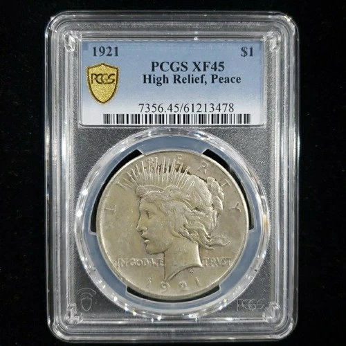 1921 Peace Dollar High Relief PCGS XF45 – Key Date $1 Silver
