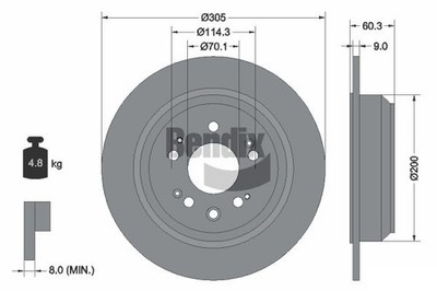 2 PCS BENDIX Braking BDS1824 Brake Disc