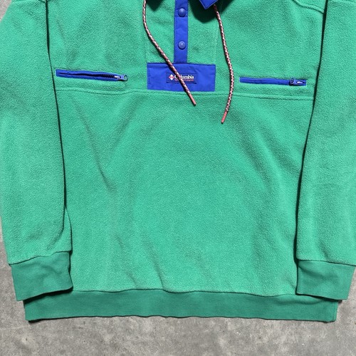 Giacca Columbia uomo pile verde cipria 1/4 a scatto taglia XL vintage retrò - Foto 3 di 7