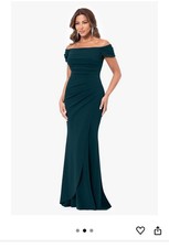 Xscape Women's Green Off-The-Shoulder Scuba-Crepe Dress Size 10