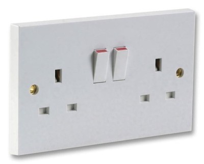 PRO ELEC - 13A Switched Socket 2 Gang Single Pole
