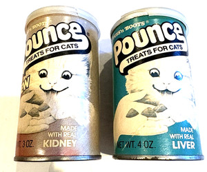 1991 Vintage Empty Cans Pounce Cat Treats - Liver & Kidney Flavors
