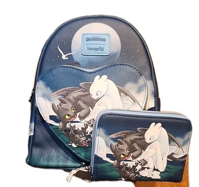 Loungefly How To Train Your Dragon Toothless & Light Fury Backpack and Wallet