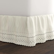 Fresh Ideas Eyelet Bed Skirt, Ruffled Design, 14 Inch Drop, Queen, Ivory
