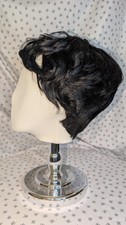 Short Curly Pixie Human Hair Wig Glueless Black 1B Curly Wig with Bangs GWP