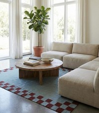 Blue Scandinavian Swedish Kilim Tile Handmade Flat weave Boho Large Area Rug