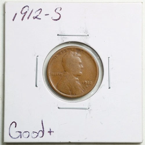 1912-S 1C Lincoln Wheat Cent in Good+ Condition #6088