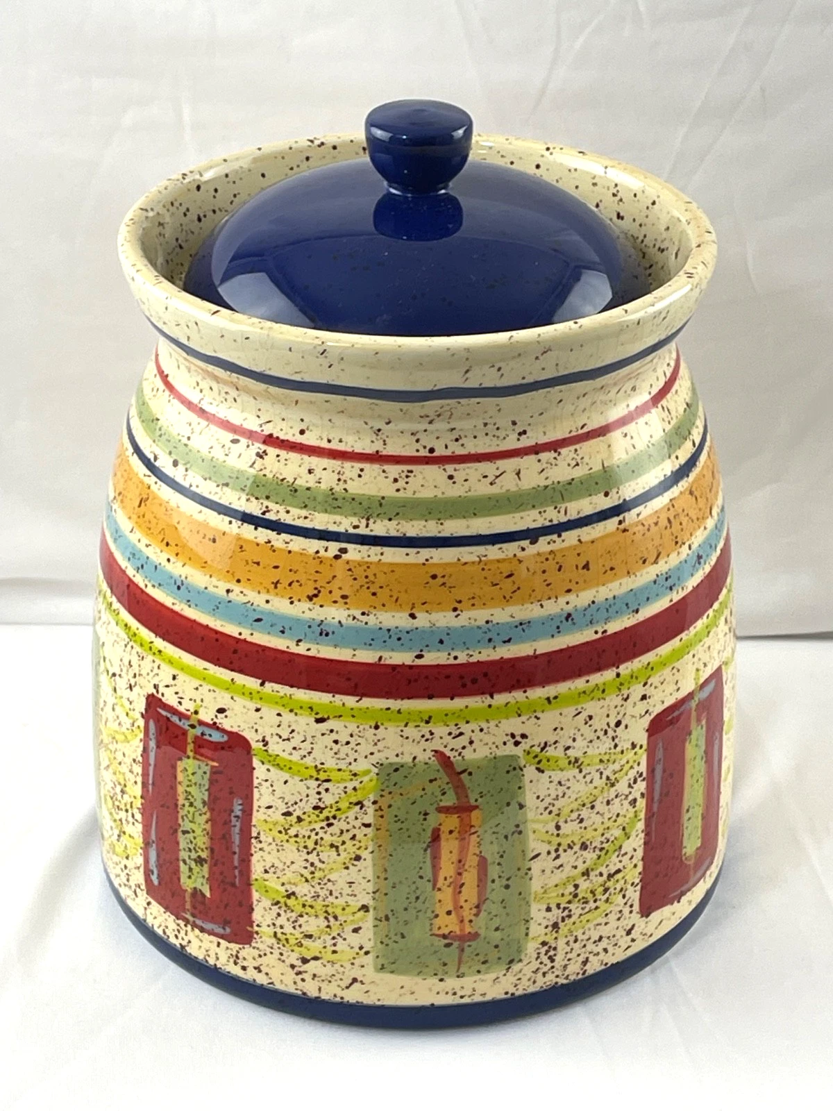 Pfaltzgraff Sedona Stoneware Small Airtight Canister w/ Lid 7.25" Hand-Painted