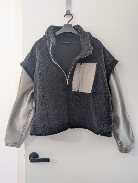 Lululemon Women’s 1/2 Zip Fleece Sweatshirt Raglan High Neck Black Grey 8