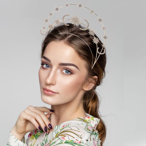 Moon Hairband Star Crowns for Women Starheadband Bride Headpiece - Imagen 11 de 12