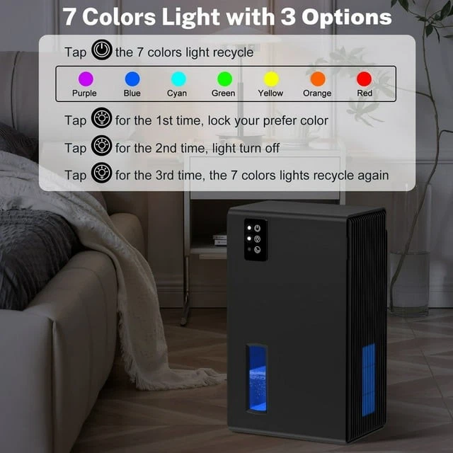 NINESKY DEHUMIDIFIER FOR HOME 95 OZ WATER TANK 800 SQ.FT - ALL BLACK - Image 2 of 4