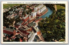 Amsterdam NY Stephen Sanford & Sons Rug Carpet Mill Aerial View Postcard AA476