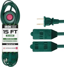 IRON FORGE CABLE 15 Ft Green Extension Cord with Foot Switch and 3 