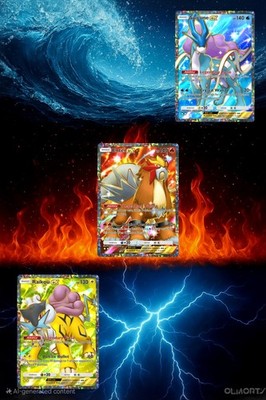 SUICUNE, RAIKOU, AND ENTEI EX HOLO FULL ART POKEMON TCG POCKET